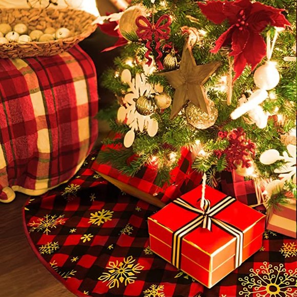 NEW 48 Inches Buffalo Plaid Christmas Tree Skirt - Picture 5 of 10